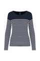 Dames T-shirt lange mouw gestreept Kariban K386 NAVY-WHITE STRIPES